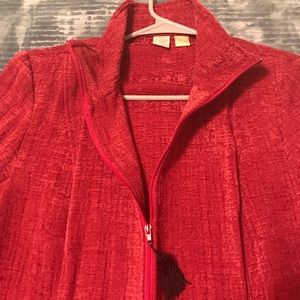 Up scale maroon blazer with tassel zipper.